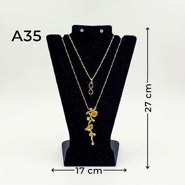 Busto Stilo Médio Preto Aveludado 17×27cm (A-35/PT) | Decoração