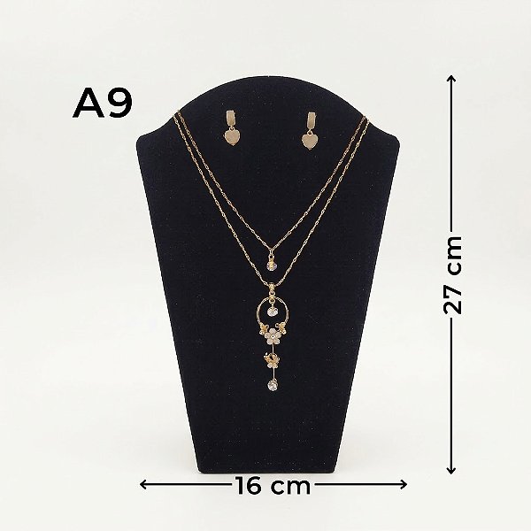 Busto C Grande Preto Aveludado 16×27cm (A-9/PT) | Decoração