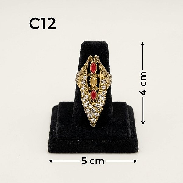 Torre para 1 Anel C-12/PT Preta Aveludada 5×4cm (C-12/PT) | Decoração