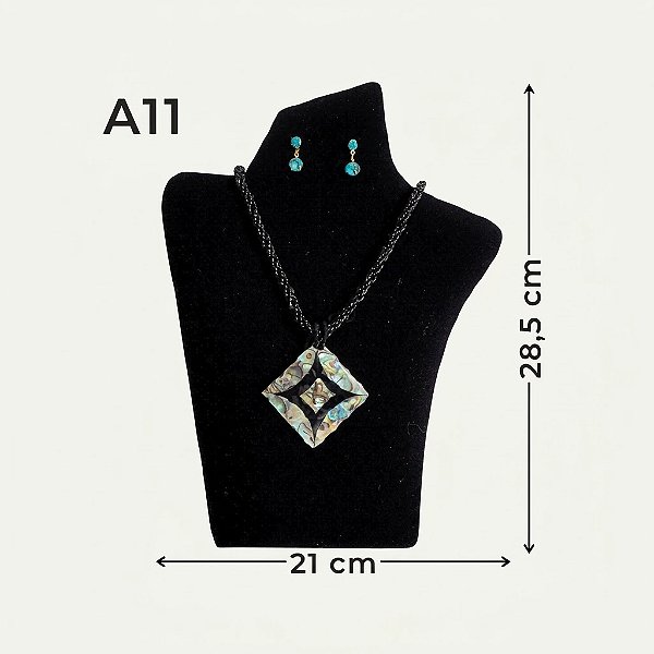 Kit A 11-PT para Exposição de Busto, Pulseira, Anel e Brincos 34,5×24,5cm (FR/PT) | Decoração