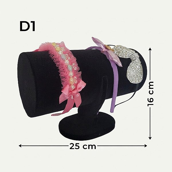 Expositor de Tiara Infantil D-1P Preto Aveludado 25×16cm (D-1P) | Decoração