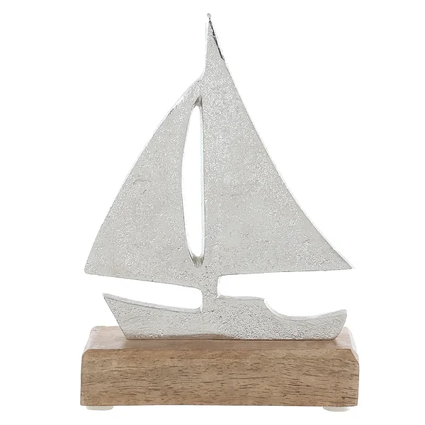 Escultura Decorativa em Metal Barco Prata e Bege | P e G (A1099001/A1100001)