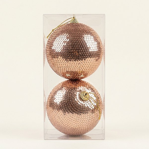 Bola Decorada Dourada com Lantejoulas 12cm com 2 Peças (BD3353)