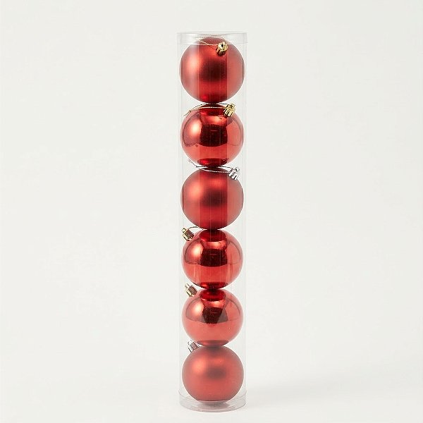 Bolas de Natal Vermelhas Foscas 8cm com 6 Peças (81909001)