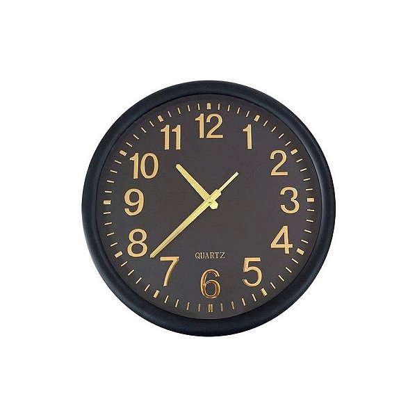 09399 - Relógio de Parede Preto e Dourado