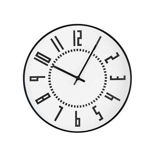12945 - Relógio de Parede Branco e Preto