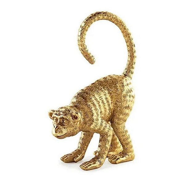 Escultura Dourada Macaco Em Poliresina 13100