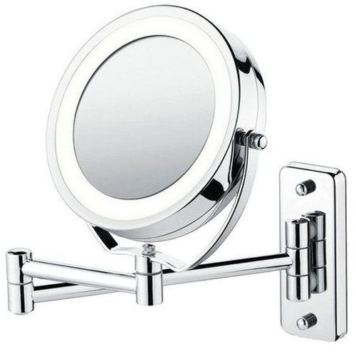 Espelho Articulado Cromado com Iluminação LED e Ampliação 5x