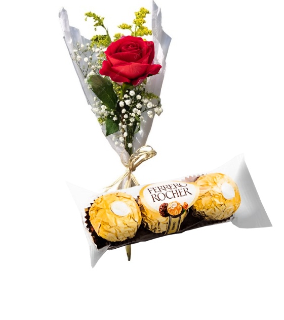 Rosa embalada e Ferrero