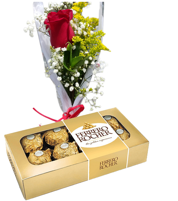 151 - Rosa vermelha embalada e Ferrero
