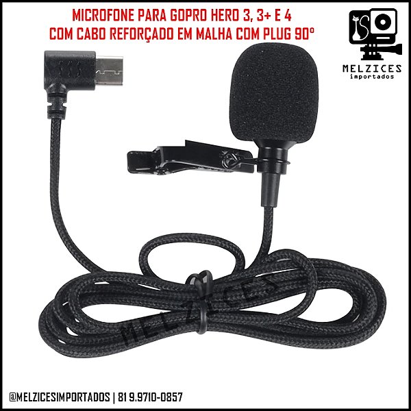 Microfone de Lapela Para GoPro 3 e 4