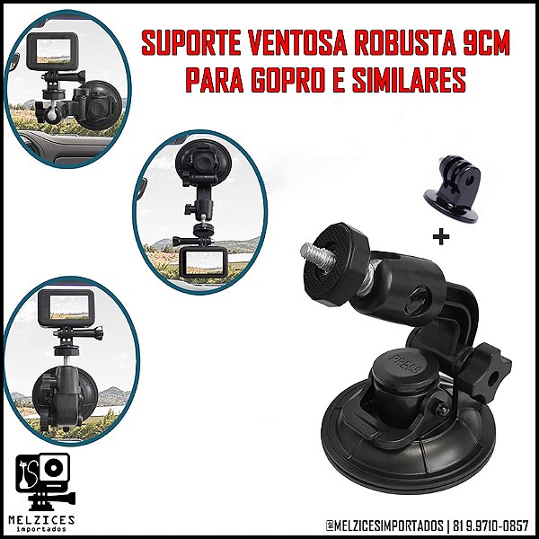 Suporte Ventosa Robusta 9cm Para GoPro e Similates