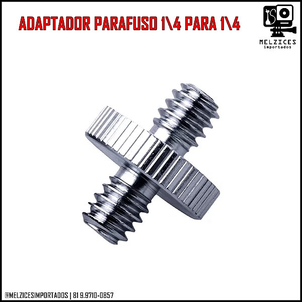 Adaptador de parafuso de rosca 1/4 x 1/4 (COR PRETA)