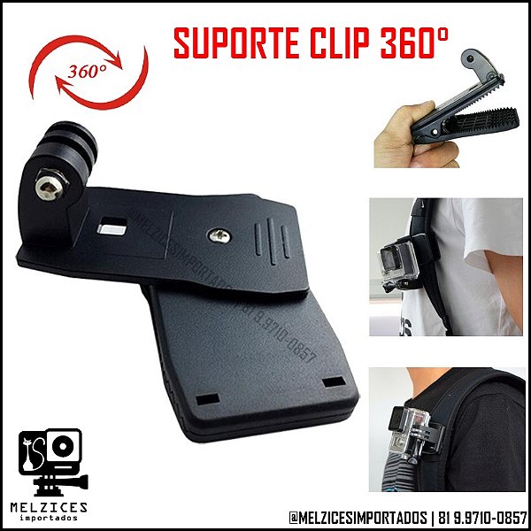 Suporte Clip 360° Para GoPro e Similares