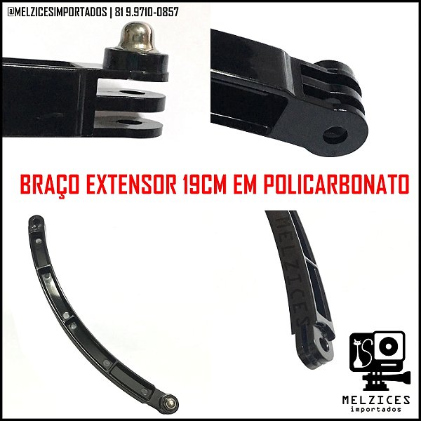 Braço Extensor Curvo 19cm para Câmeras GoPro e Similares