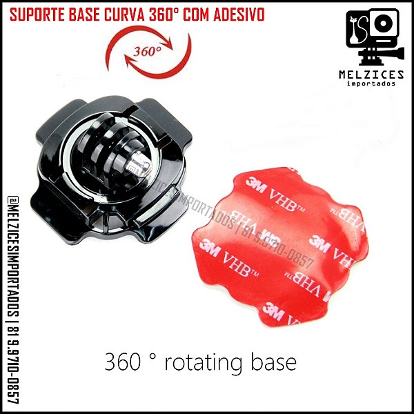 Base Curva com adesivo 3M 360º para Câmeras GoPro e Similares