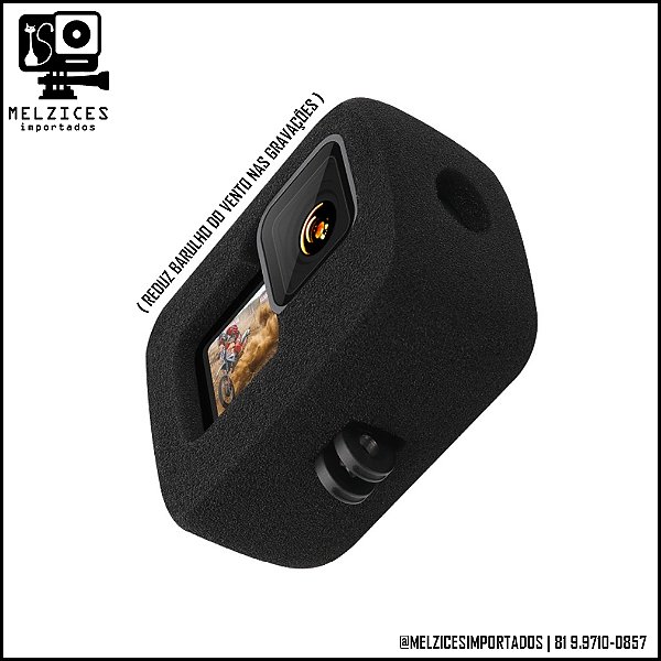 Case Espuma Redução de Ruídos Anti-Puff Para GoPro 9, 10, 11, 12 e 13 Black