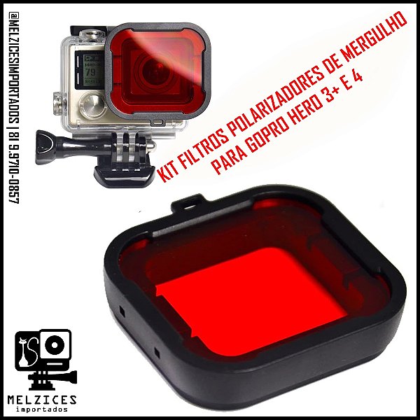 Filtro VERMELHO de Mergulho Para Caixa Estanque Original ou Similar padrão original de GoPro 3+ e 4