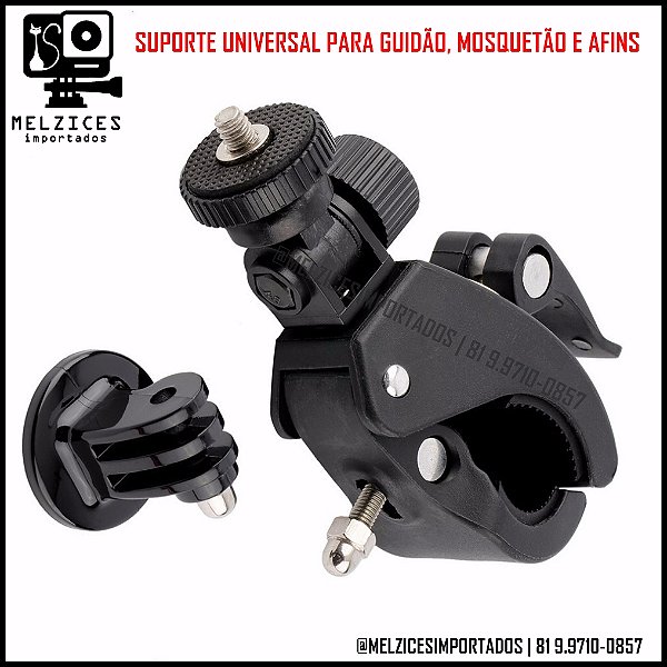 Suporte Universal Para Guidão, Mosquetão GoPro e SImilares