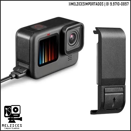 Tampa Lateral Com abertura Flip na entrada Usb Para GoPro 9, 10, 11, 12 e 13 Black