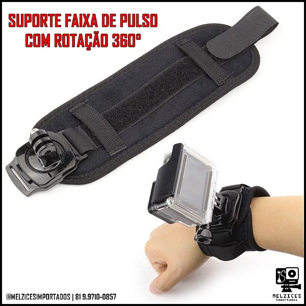Suporte Faixa de Pulso 360° Para GoPro e Similares
