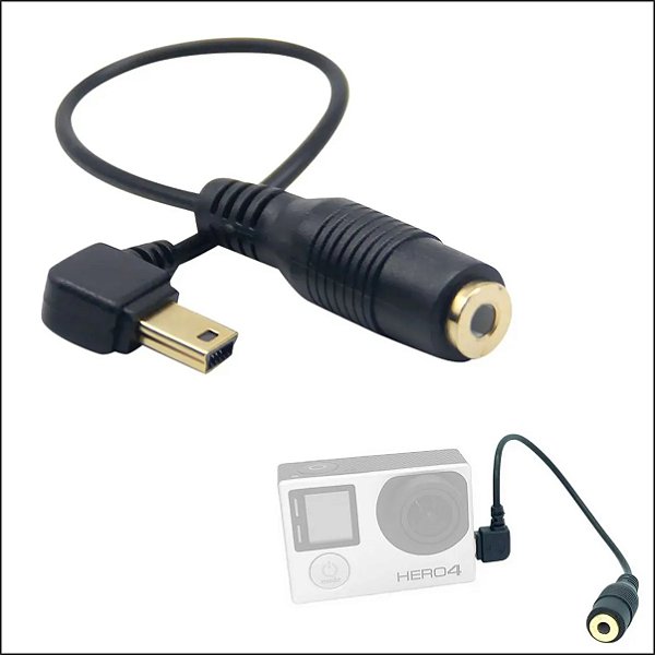 Cabo adaptador de microfone P2 Para GoPro 3, 3+ e 4
