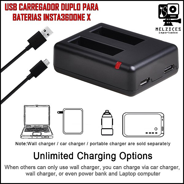 Usb Carregador Duplo de Bateria Para Insta360One X
