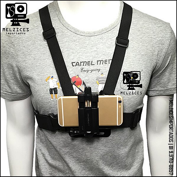 Peitoral para GoPro e Similares + Kit Adaptação Para smartphone