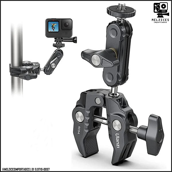Suporte Garra em Alumínio com rotação 360º Ulanzi Para DSLR, GoPro e Similares