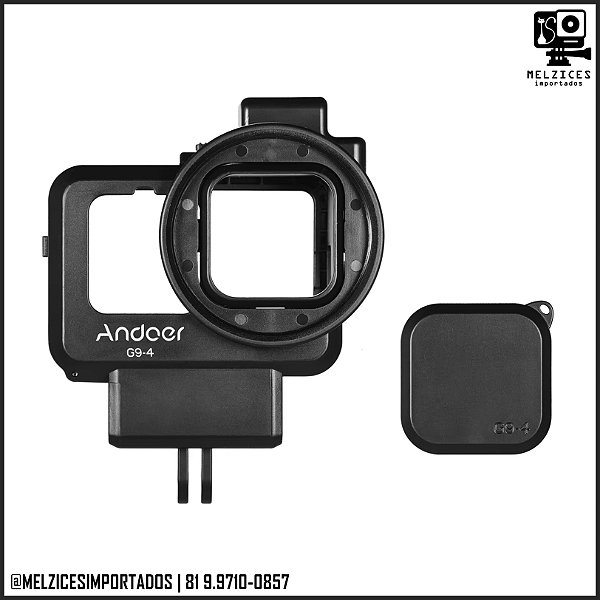 Frame com Encaixe de Microfone e Adaptador Para GoPro 9, 10, 11, 12 e 13 Black