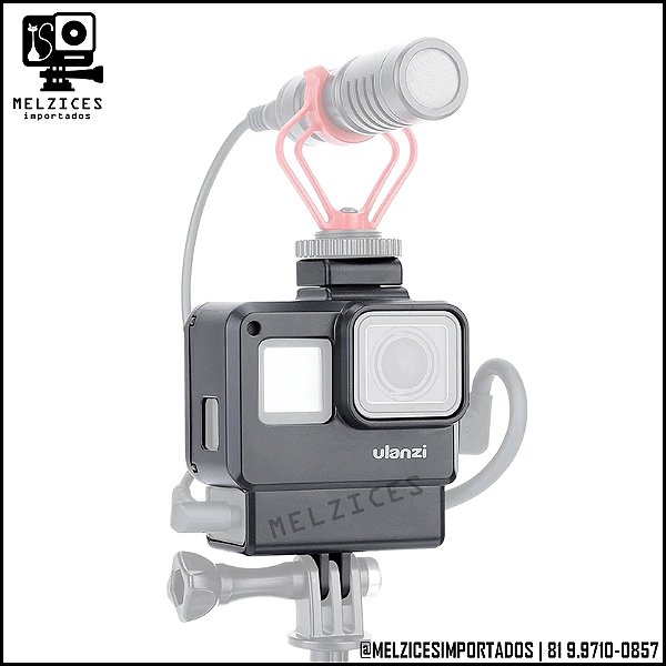 Frame com Encaixe de Microfone e Adaptador Para GoPro 2018, 5, 6 e 7 Black