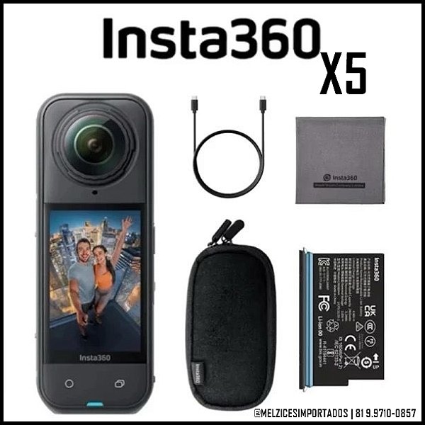 Câmera de Ação Insta360 X5 8K 360º (MAIS BRINDE)