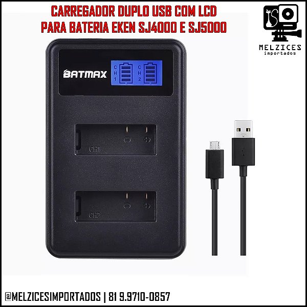 Carregador Duplo USB com LCD Para Eken e SjCam
