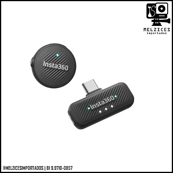 Microfone Original Insta360 Mic Air 1 Tx + 1 Rx X5 Ace Pro 2 e outros
