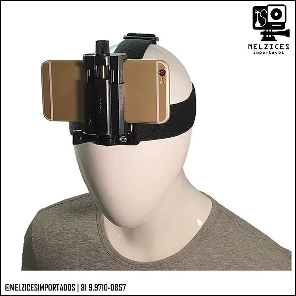 Cinta de cabeça com Kit Fixação de Smartphone e GoPro: Suporte de Cabeça + Adaptadores