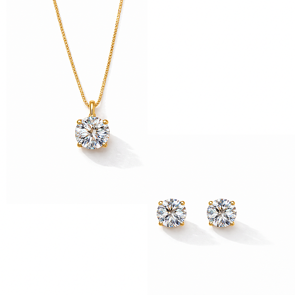 Colar e Brincos Ponto de Luz Banho Ouro 18k com Garantia