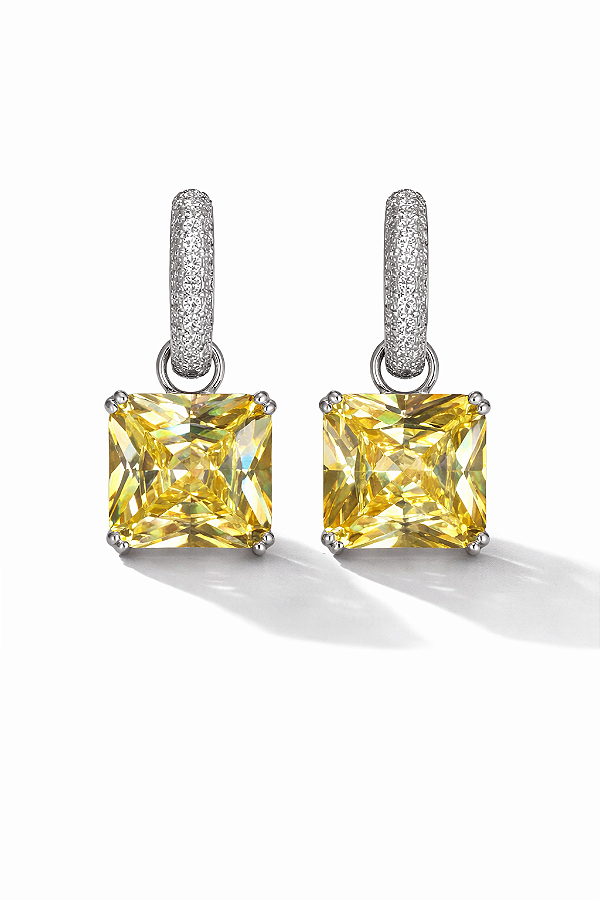 Brincos Zircônia Citrino Amarela Banhado a Ouro com Garantia