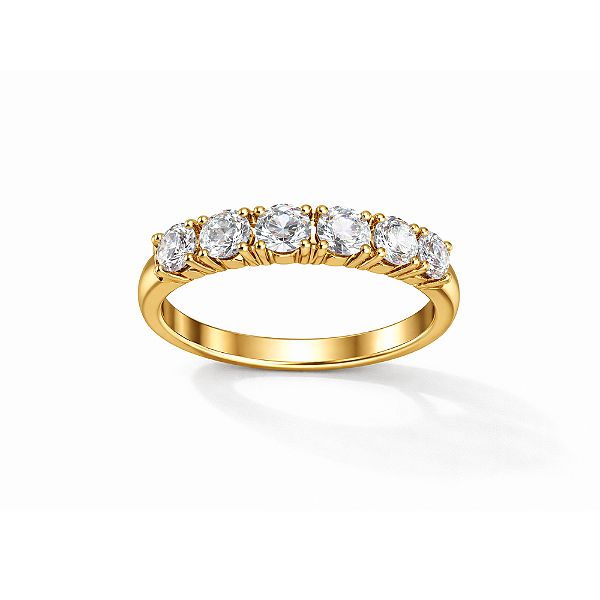 Meia Aliança com Zircônias Cravejadas Banhado a Ouro com Garantia