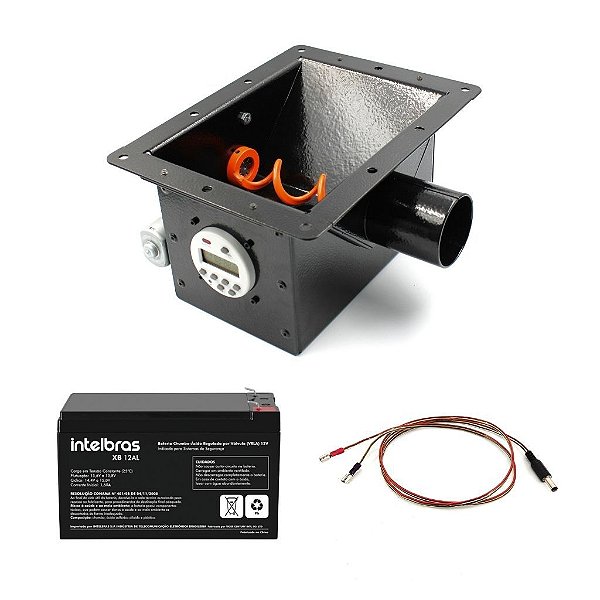 Tratador Automático TR60 12V e 110/220V + Bateria 12V 6,0 Ah Intelbras + Cabo Adaptador - Ragotti