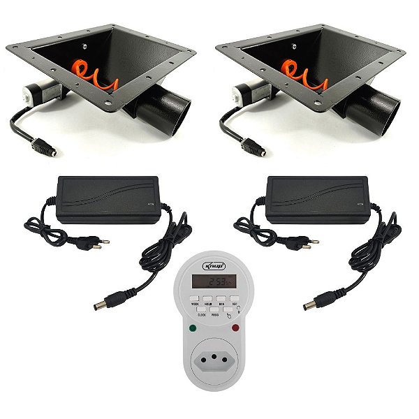 Kit 2 Mecanismos Tratadores Automáticos 12V + 2 Fontes P4 + 1 Timer de Programação - Ragotti