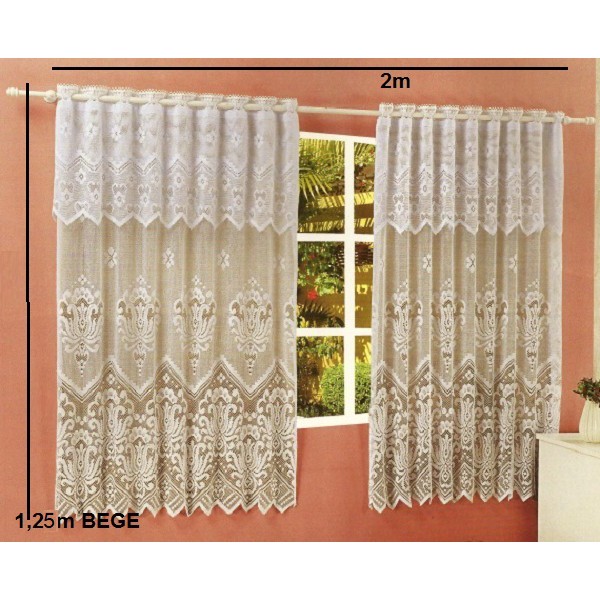 CORTINA BJ FLOR MINI MADONA 150X240/40 BEGE