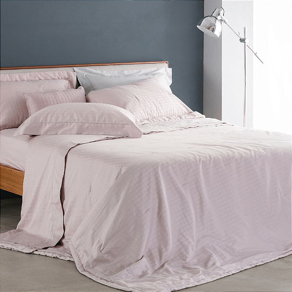 KIT COLCHA BUD DAMASK SQUARE KING 290/250 ROSA PL