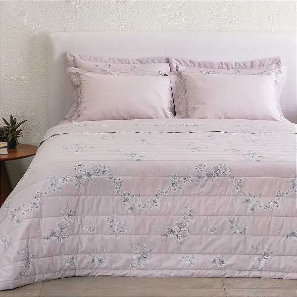 KIT COLCHA BUD B PERCALLE COTTAGE 290/240 KING ESTAMPADO 3 PÇS