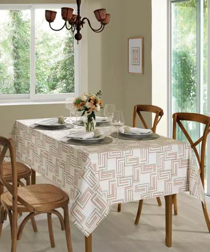 TOALHA DE MESA DOL CLEAN ATHENAS ESTAMPADO 140X210 EMILY LIMPA FÁCIL 6 LUGARES