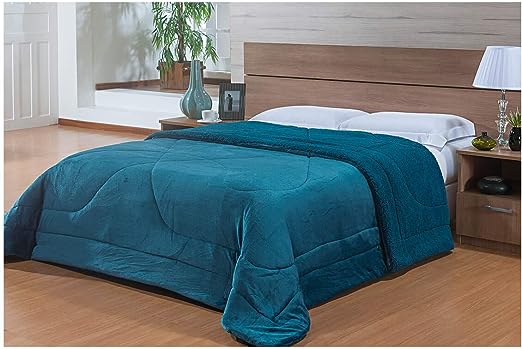 EDREDOM NIA CAPETOWN CASAL 180X220 PETROLEO