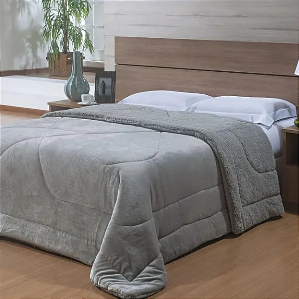 EDREDOM NIA CAPETOWN CASAL 180X220 PRATA