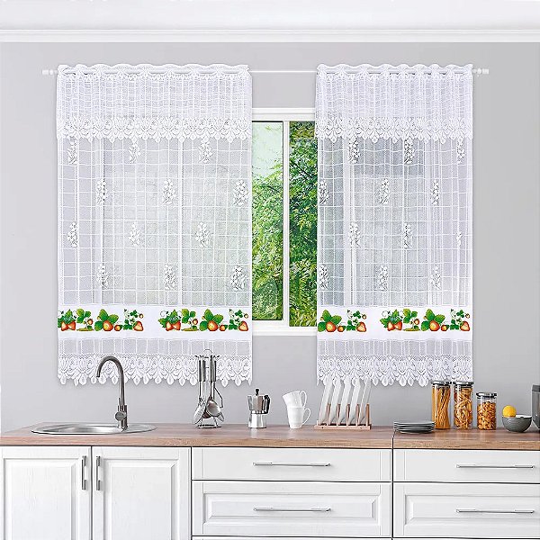 CORTINA BJ FLOR VIVA 130X210/30 BRANCO MORANGO