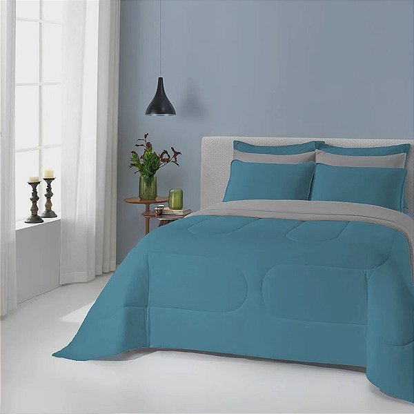 EDREDOM SUL LISO BICOLOR VV QUEEN 1718 ALUMINIO