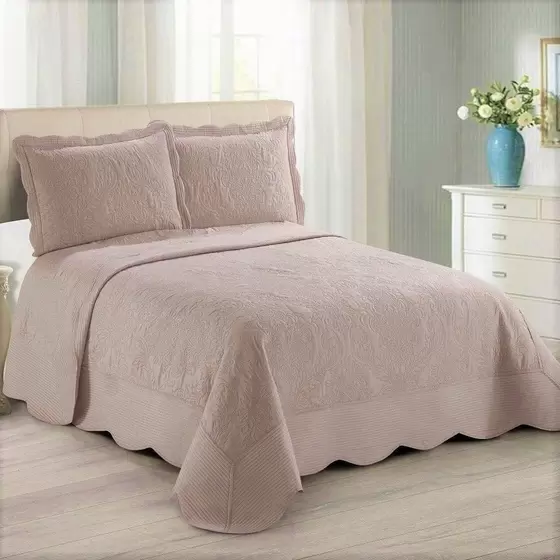 KIT COLCHA CAM ANTIQUE QUEEN 240X260 ROSE 3PÇS