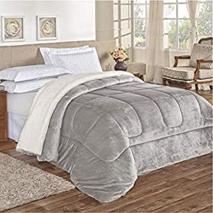 EDREDOM CAS D FACE CANVAS QUEEN 240X240 CINZA